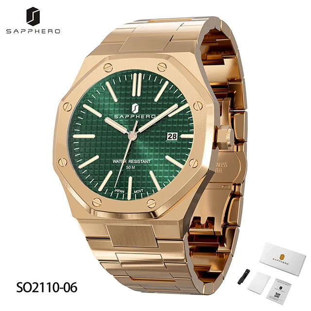 Montre Homme SAPPHERO – Coffret Cadeau, Acier, Quartz Japonais & Étanche